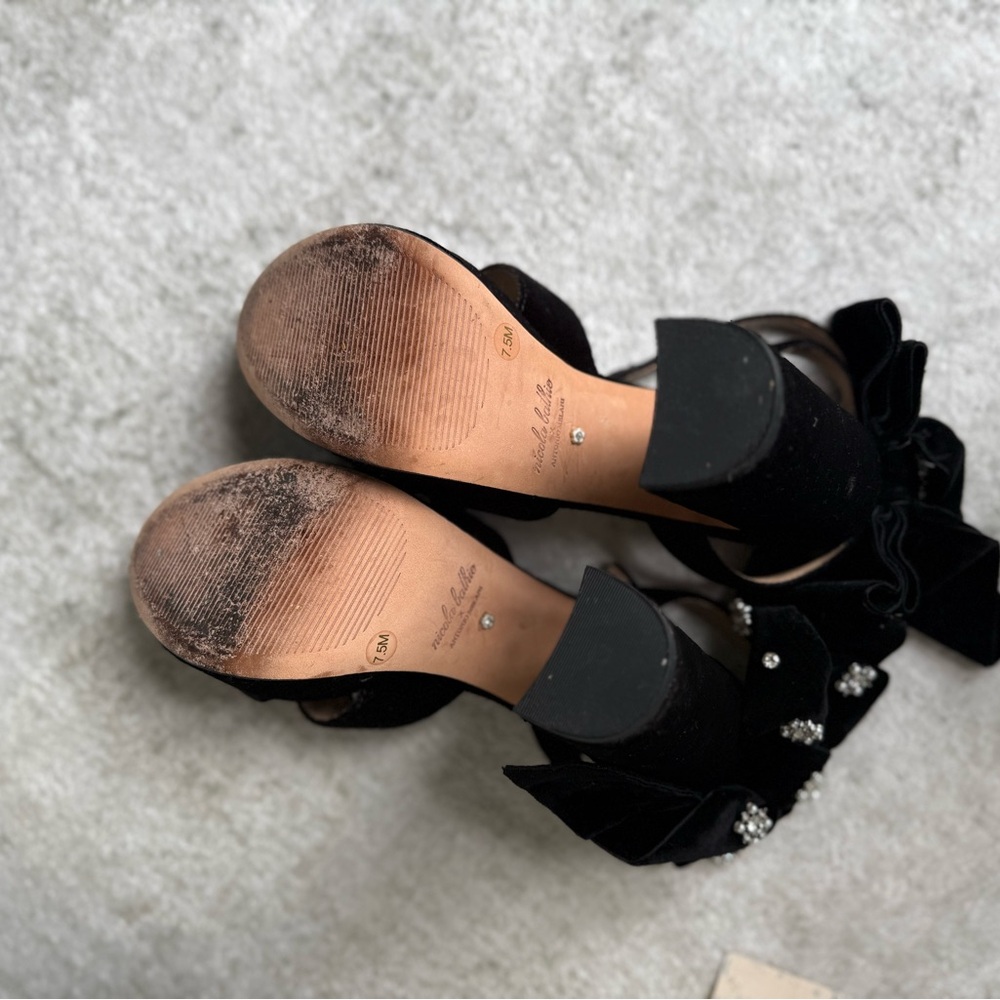 Velvet bow platform heels - Picture 4 of 7